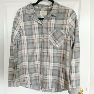 Current/Elliott Plaid Long Sleeve Size 2 Boho Western Casual Lightweight